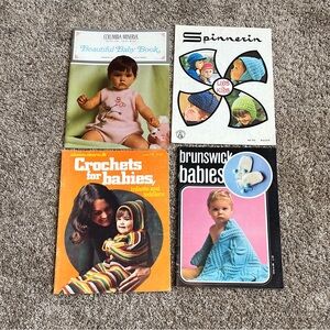 Vintage Baby Clothes Crochet Knit 4 Pattern Books 1967-1974 Brunswick Spinnerin